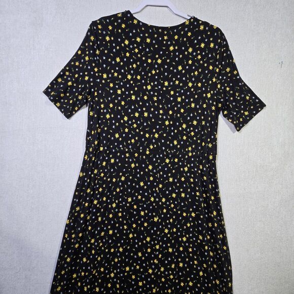 ASOS Maternity Dress Ditzy Floral Long V Tie Front 8 Black Yellow - Picture 5 of 16